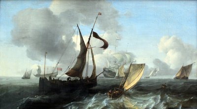 Lightly Moved Sea with Ships by Ludolf Bakhuizen